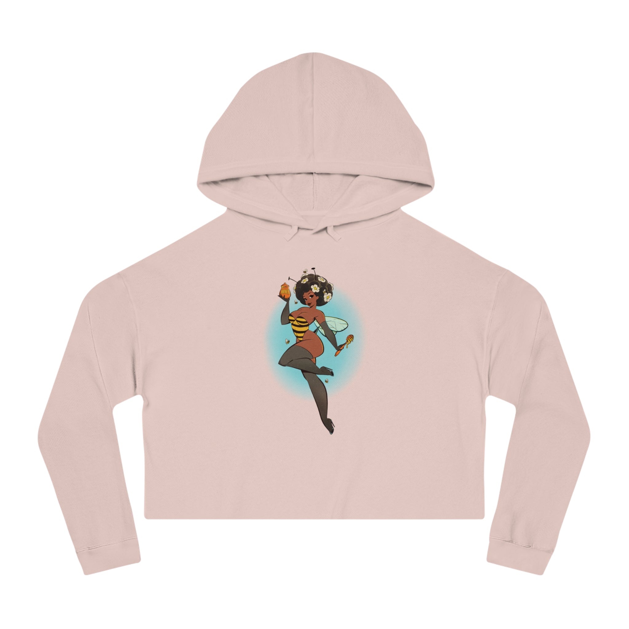 Cropped Hoodie — Retro Afro Girl Illustration
