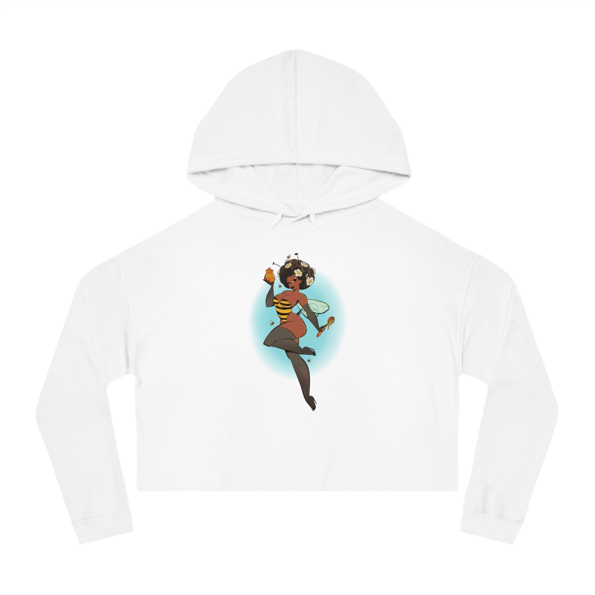 Cropped Hoodie — Retro Afro Girl Illustration