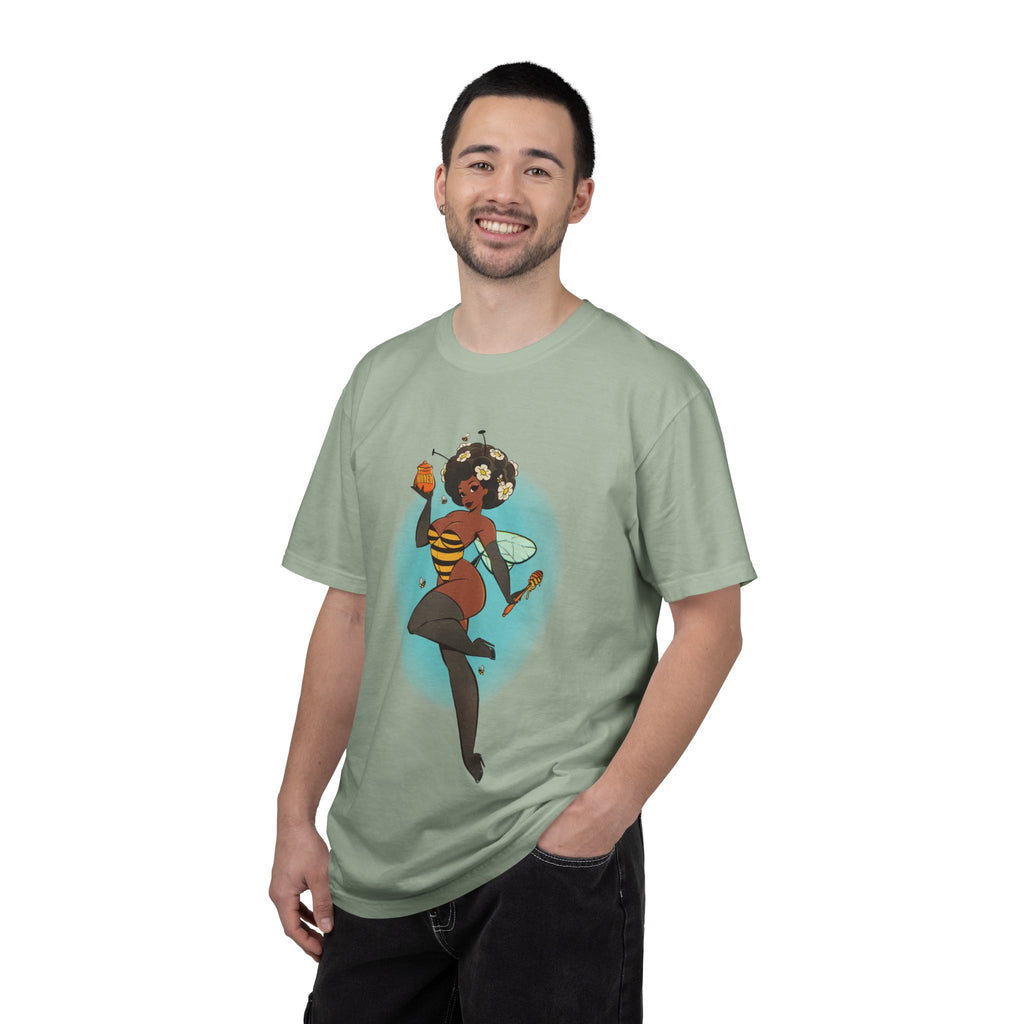 Bee Girl Graphic T-Shirt — Cute Afro Pinup Honeybee Illustration