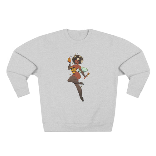 Bee Girl Sweatshirt — Cute Pinup Bee Illustration Crewneck