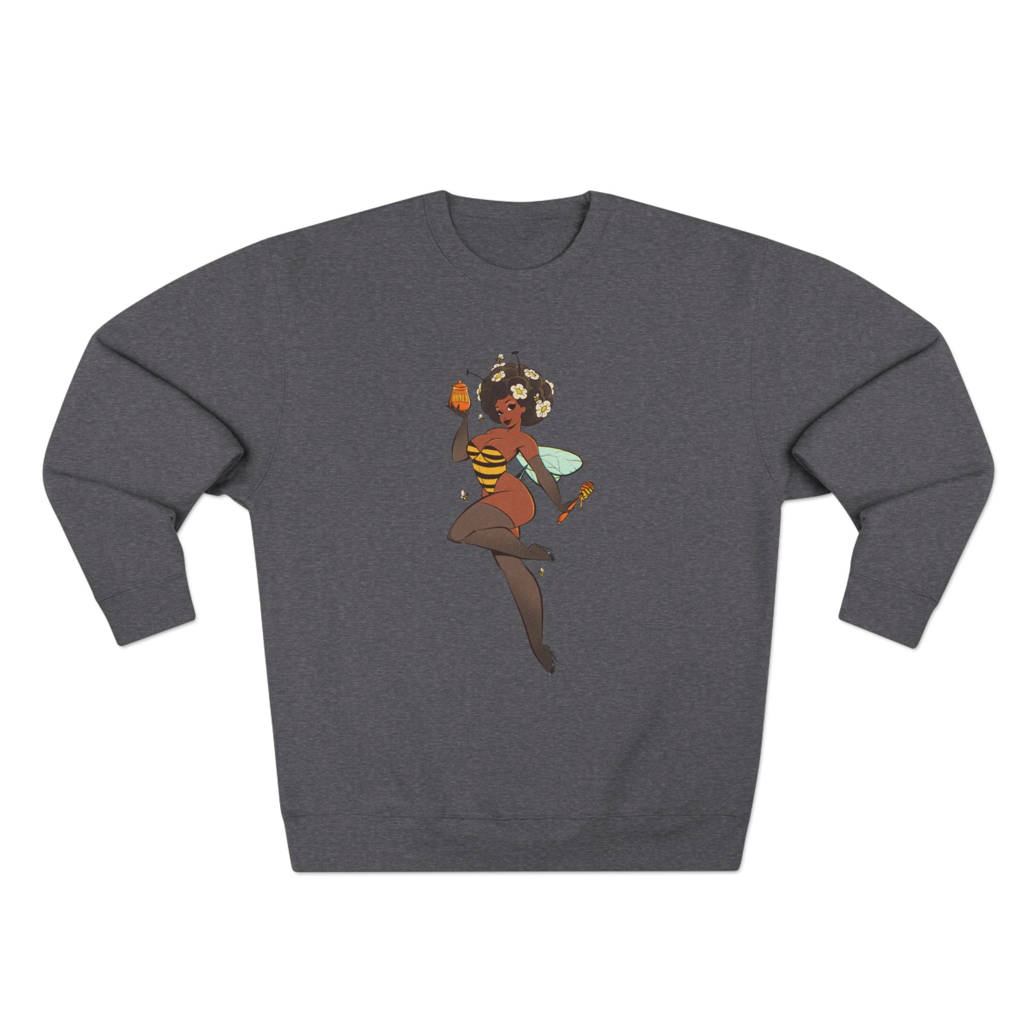 Bee Girl Sweatshirt — Cute Pinup Bee Illustration Crewneck