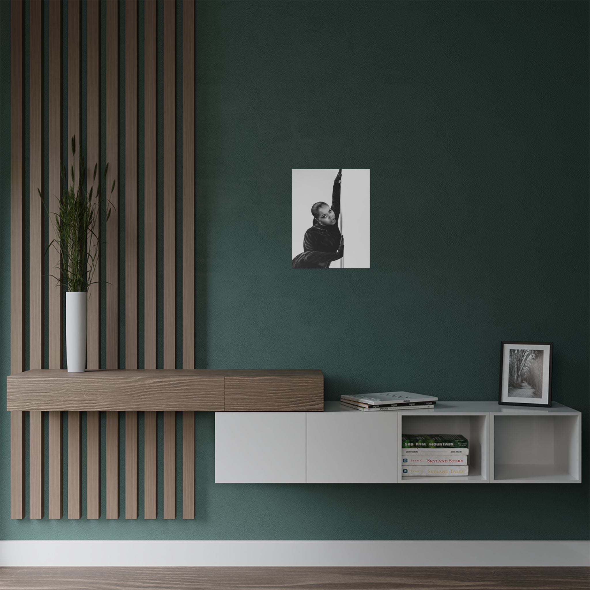 Black & White Fashion Satin Poster — Glamorous Pole Dance Portrait