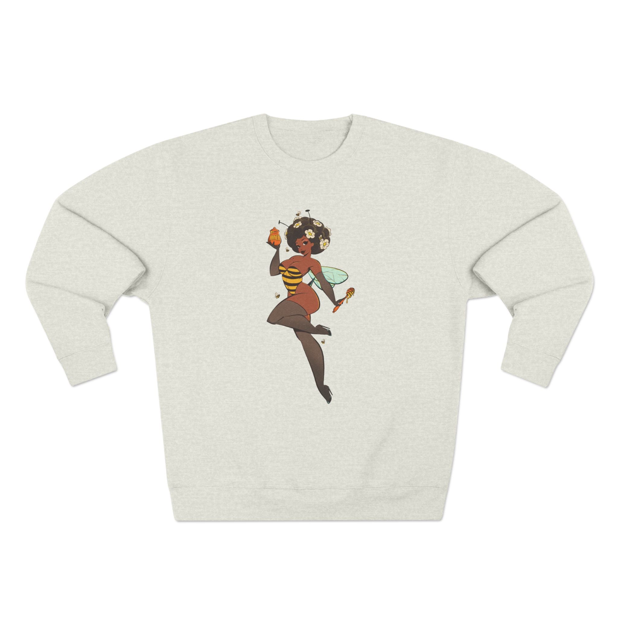 Bee Girl Sweatshirt — Cute Pinup Bee Illustration Crewneck