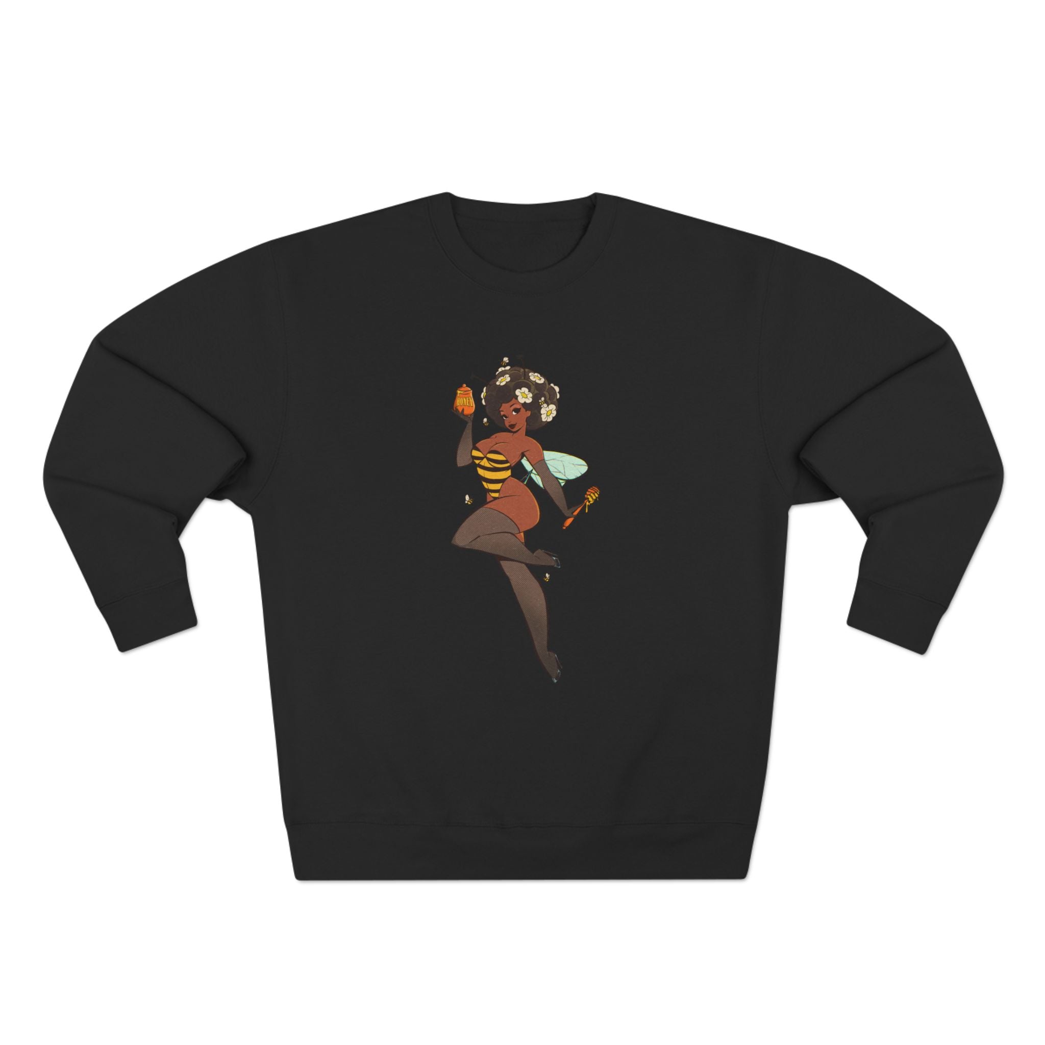 Bee Girl Sweatshirt — Cute Pinup Bee Illustration Crewneck