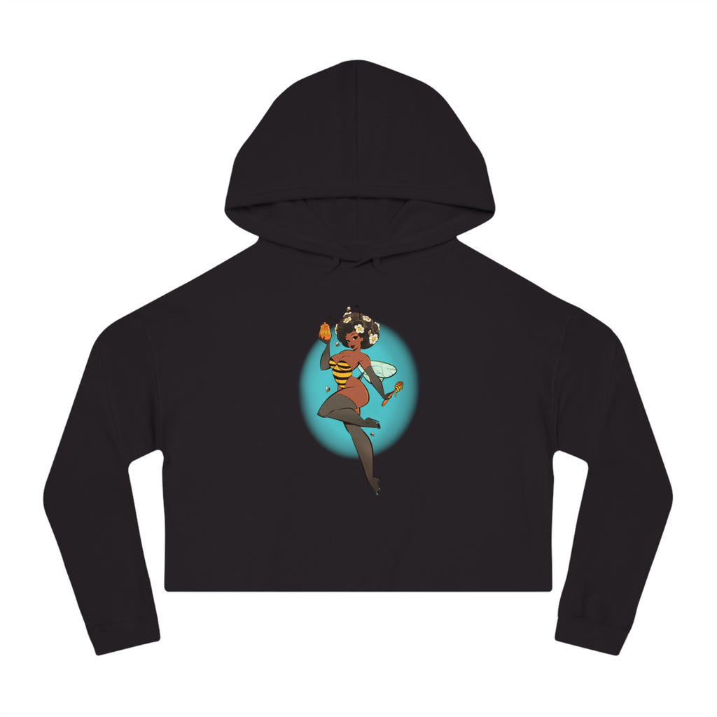 Cropped Hoodie — Retro Afro Girl Illustration