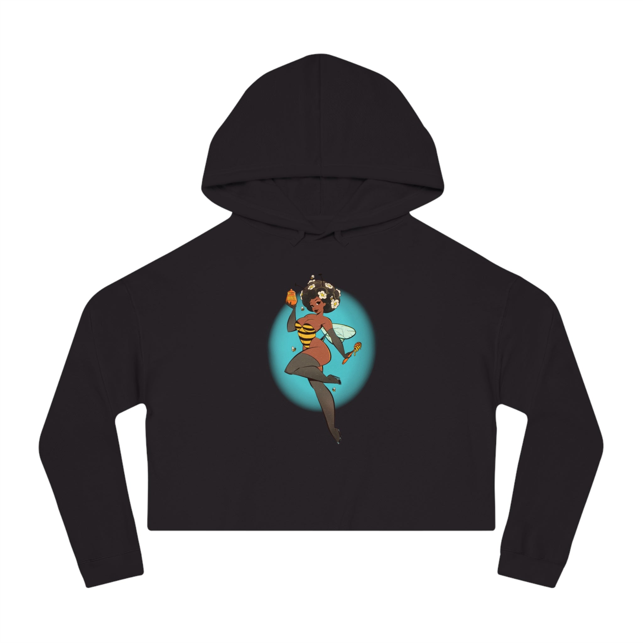 Cropped Hoodie — Retro Afro Girl Illustration