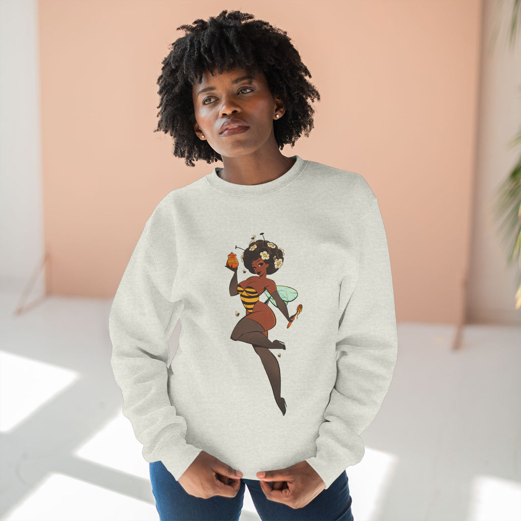 Bee Girl Sweatshirt — Cute Pinup Bee Illustration Crewneck
