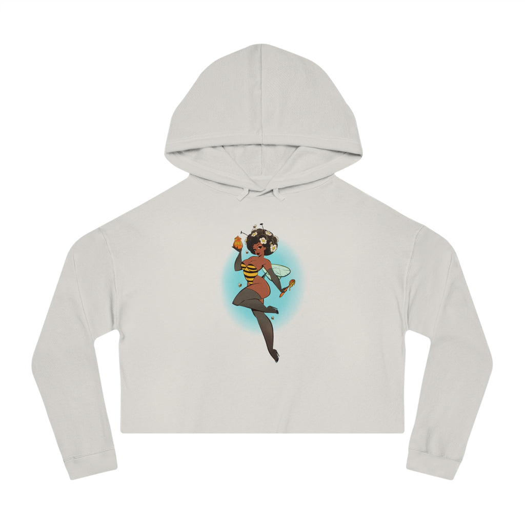 Cropped Hoodie — Retro Afro Girl Illustration