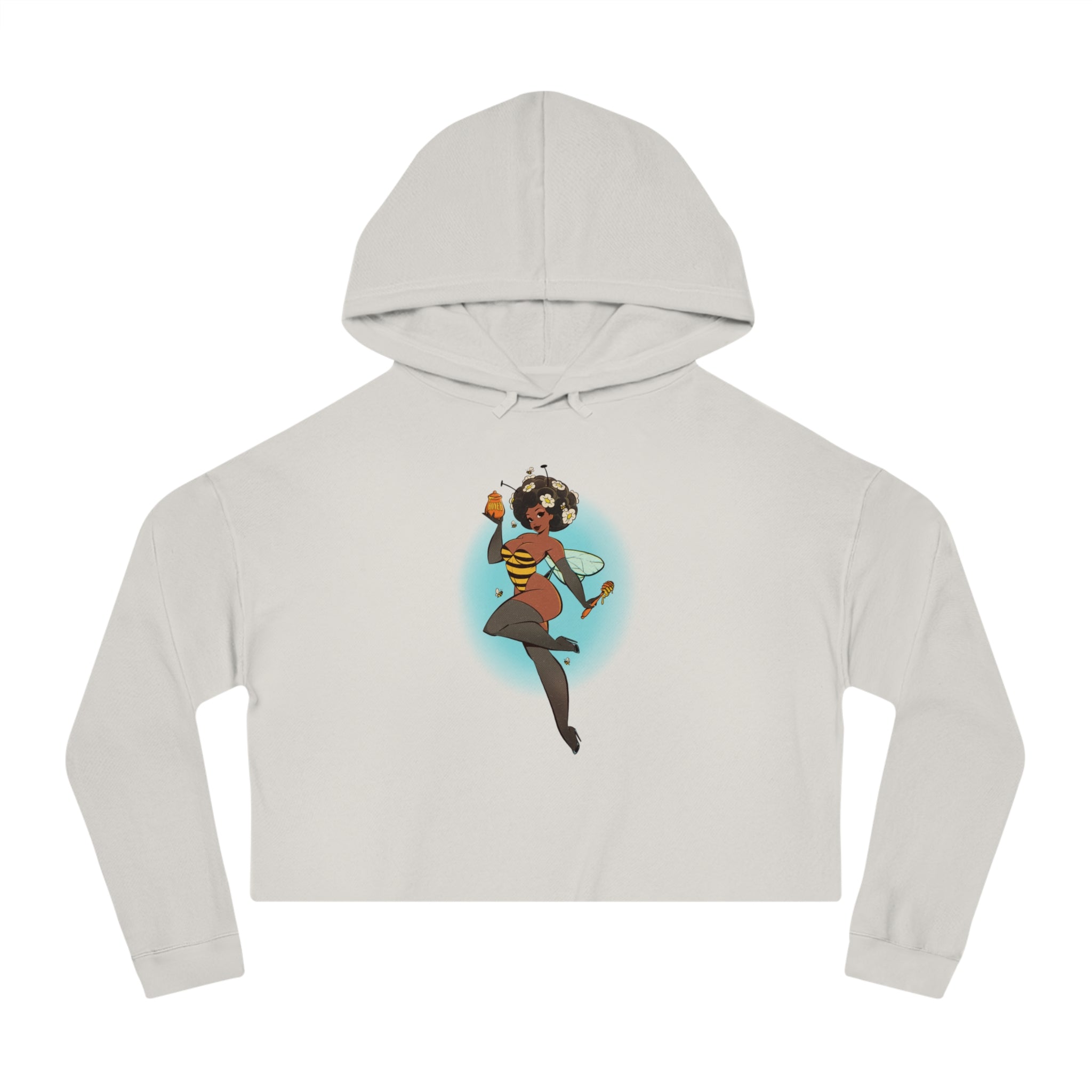Cropped Hoodie — Retro Afro Girl Illustration