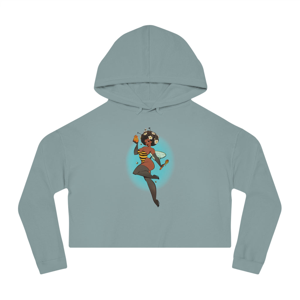Cropped Hoodie — Retro Afro Girl Illustration