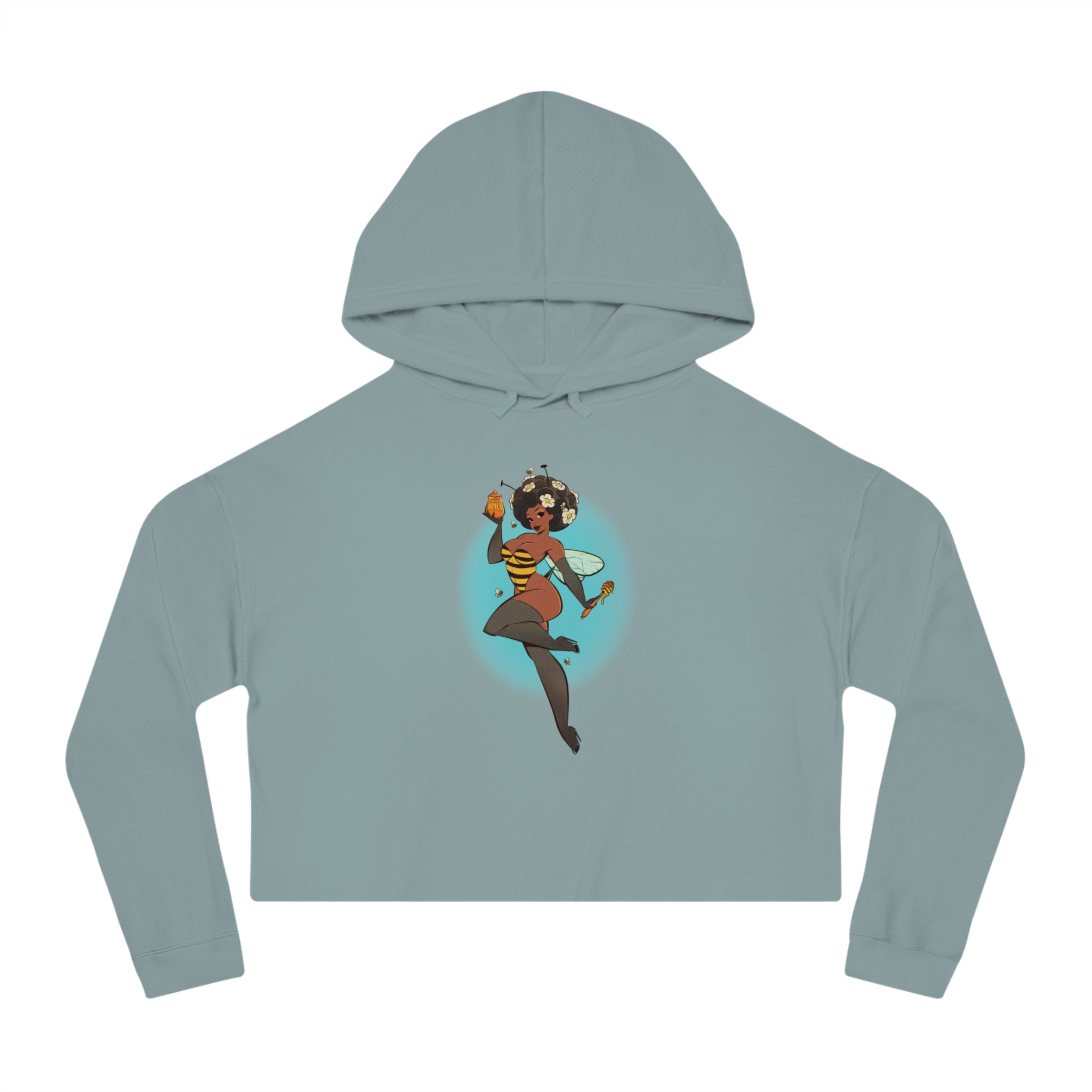 Cropped Hoodie — Retro Afro Girl Illustration
