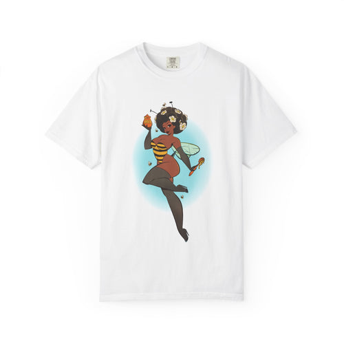 Bee Girl Graphic T-Shirt — Cute Afro Pinup Honeybee Illustration