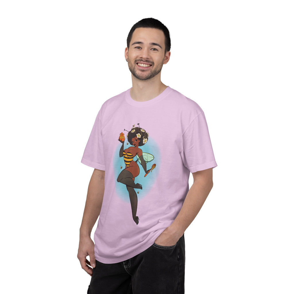 Bee Girl Graphic T-Shirt — Cute Afro Pinup Honeybee Illustration