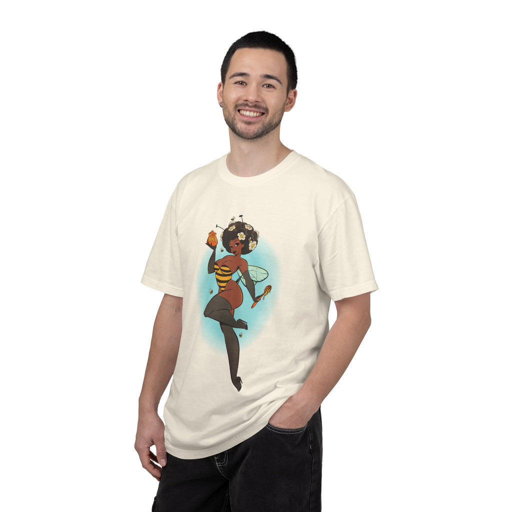 Bee Girl Graphic T-Shirt — Cute Afro Pinup Honeybee Illustration