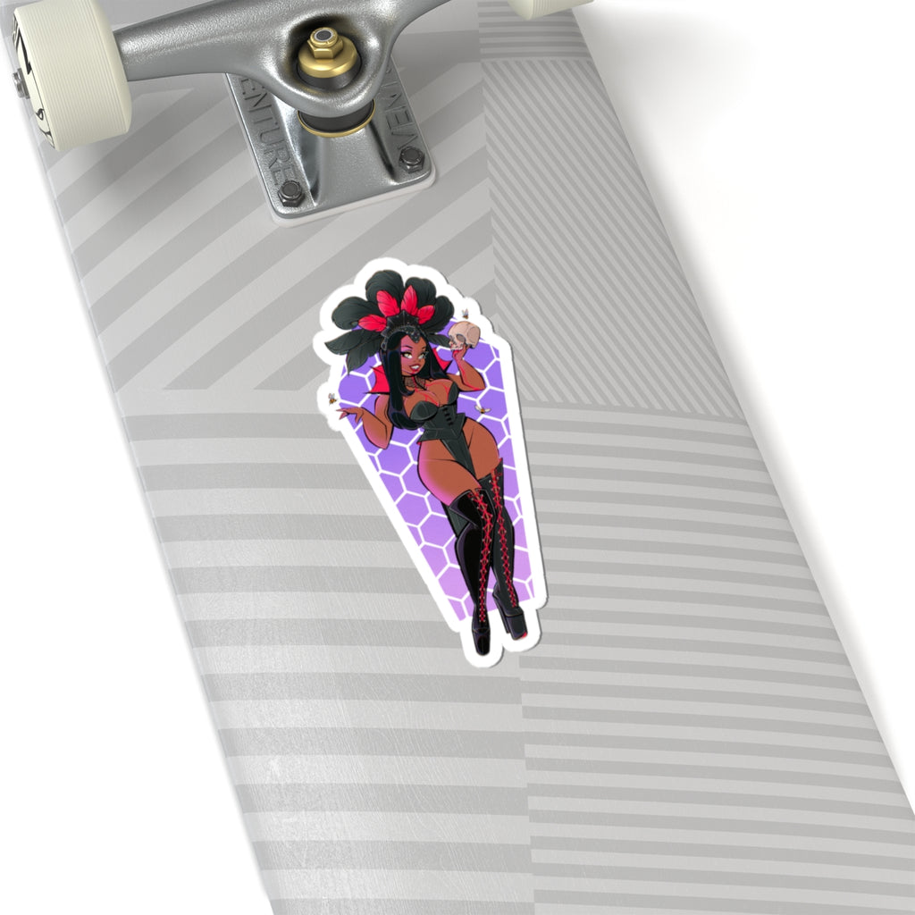 Burlesque Vampress Kiss-Cut Sticker — Gothic Pin-Up Laptop Decal