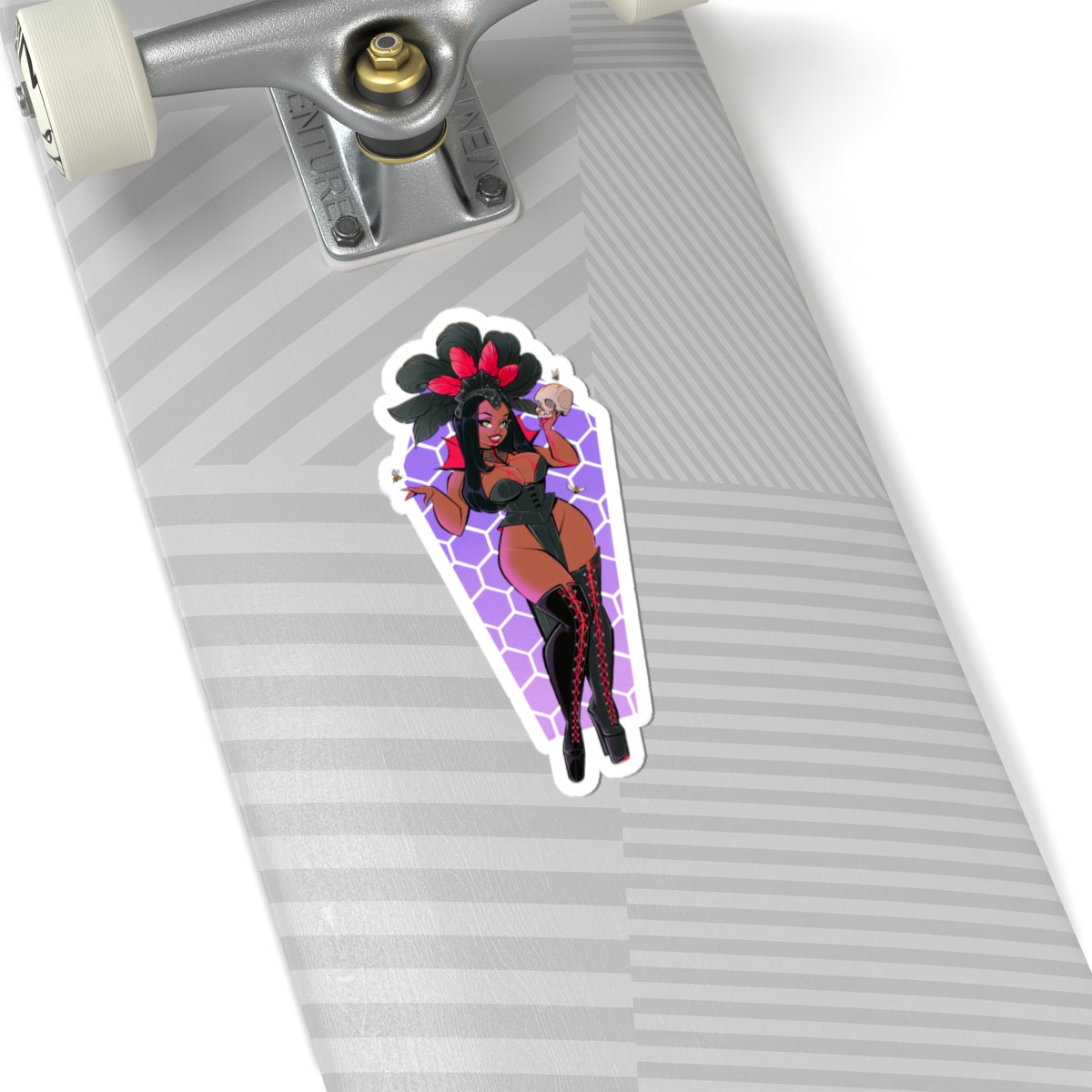 Burlesque Vampress Kiss-Cut Sticker — Gothic Pin-Up Laptop Decal