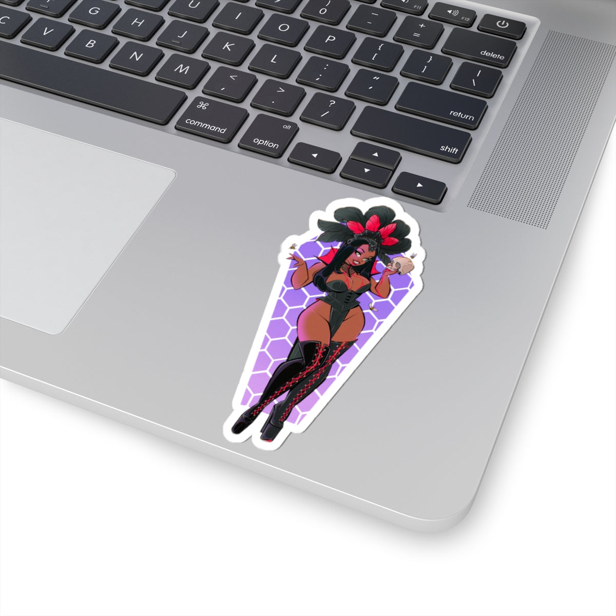 Burlesque Vampress Kiss-Cut Sticker — Gothic Pin-Up Laptop Decal